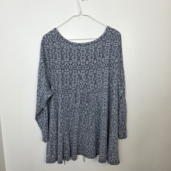 J. Jill White Navy 100% Pima Cotton Classic‎ Back-Tie Print Tunic Shirt Size 3X - Picture 3 of 9